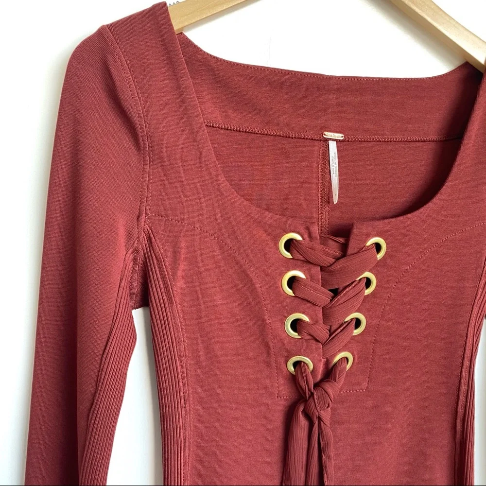 Free People Looking Back Lace Up Top